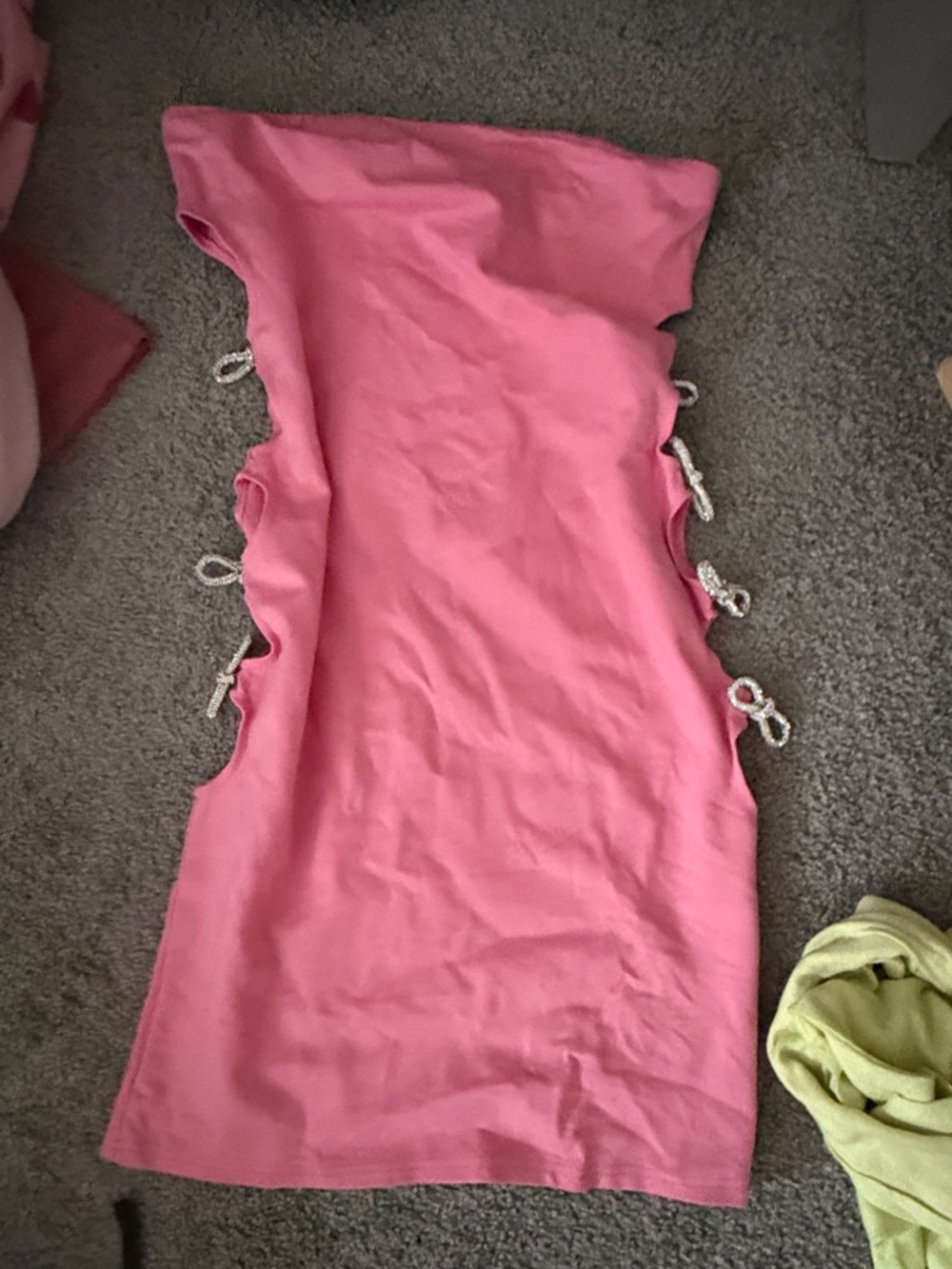 Fashion Nova Pink Strapless Side-Tie Bodycon Dress